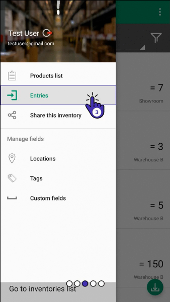 Entries selected in the mobile navigation menu