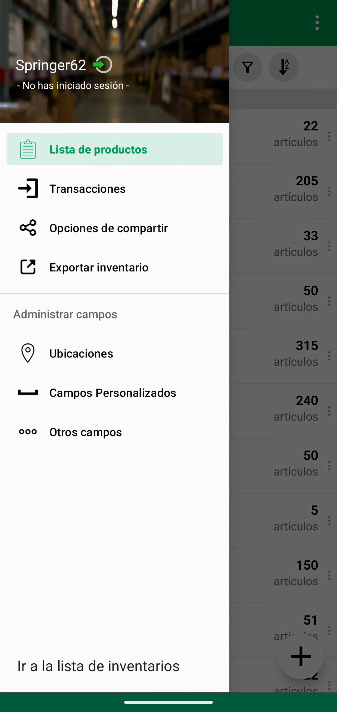 Locations seleccionado en el menú móvil