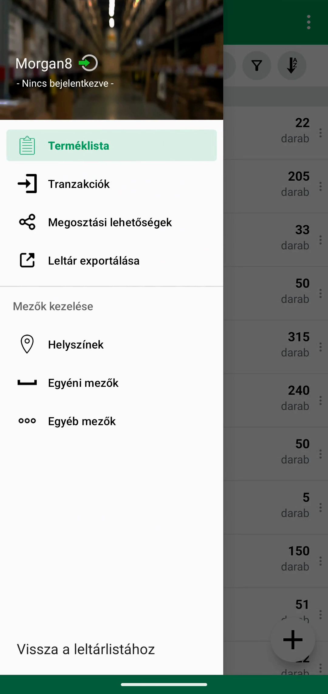 Locations kiválasztva a mobil navigációs menüben