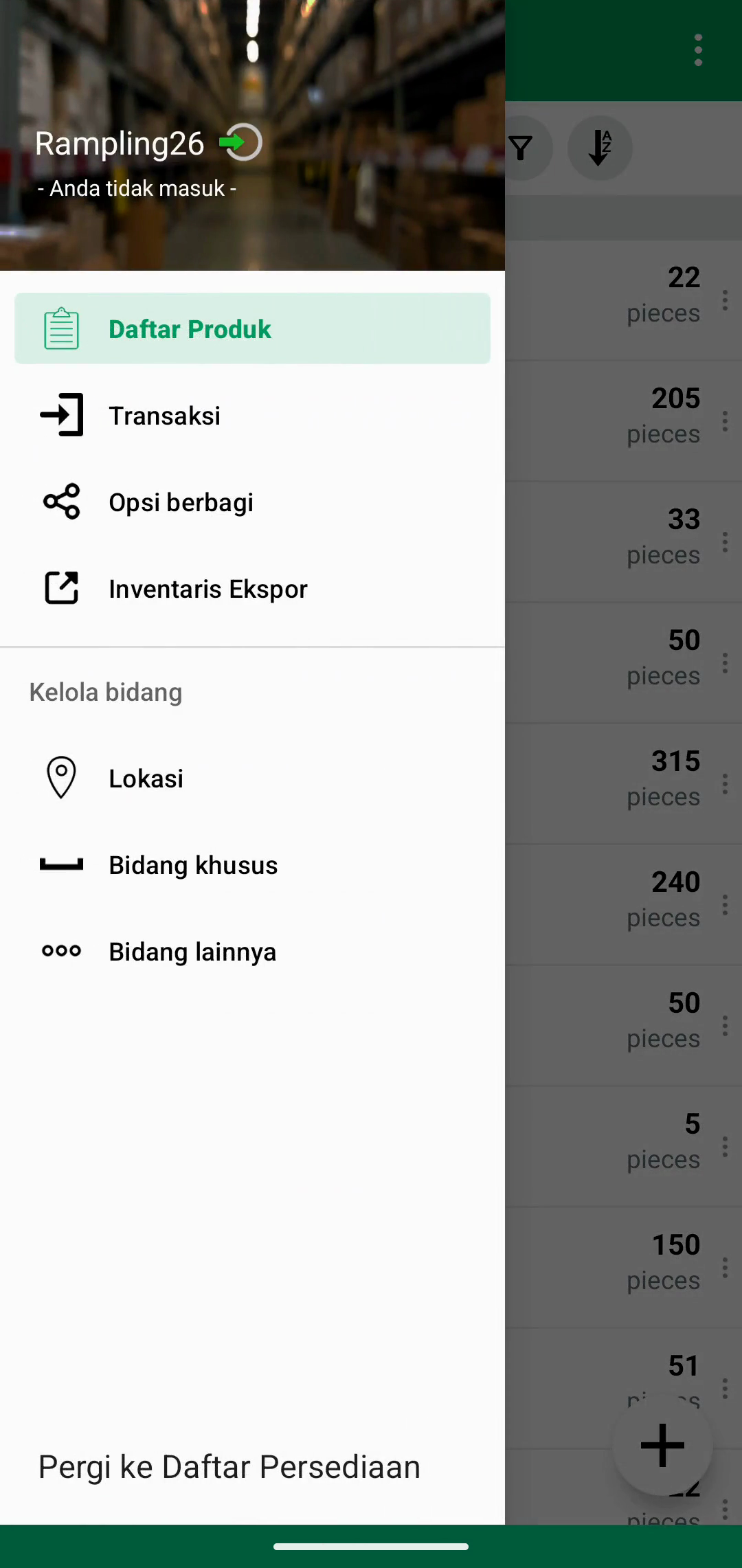 Locations dipilih di menu navigasi mobile