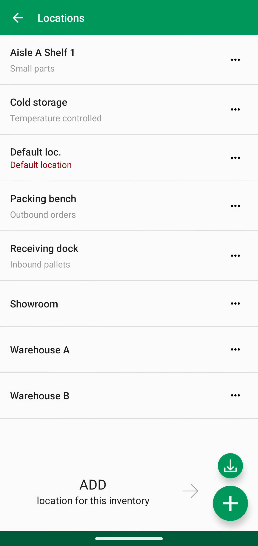 Locations list after imported locations are added