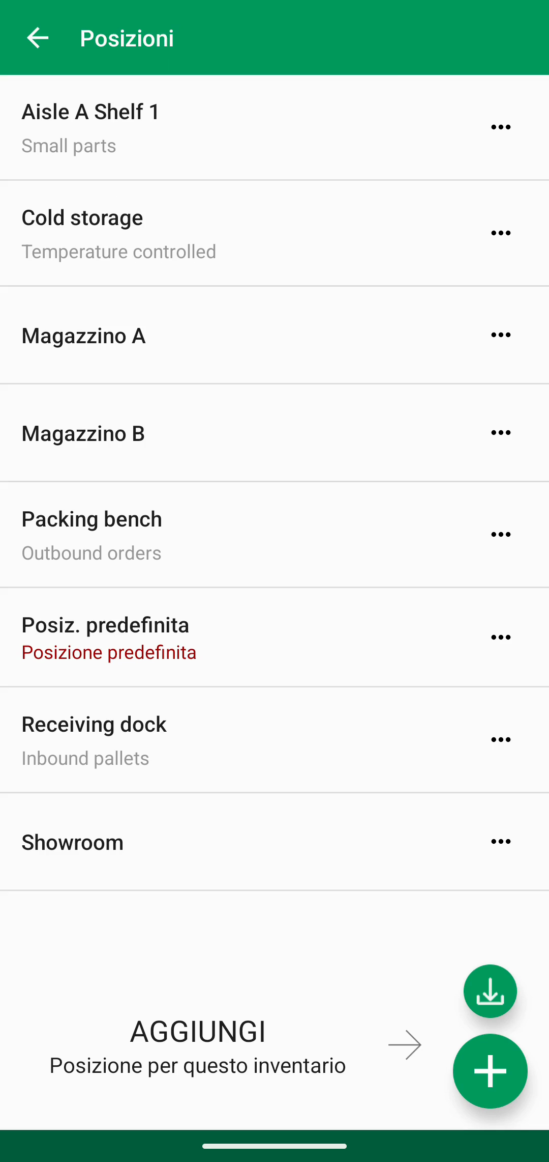 Lista Locations dopo l aggiunta delle posizioni importate