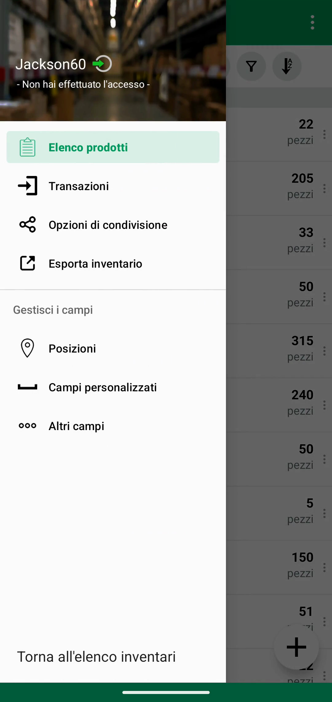 Locations selezionato nel menu mobile