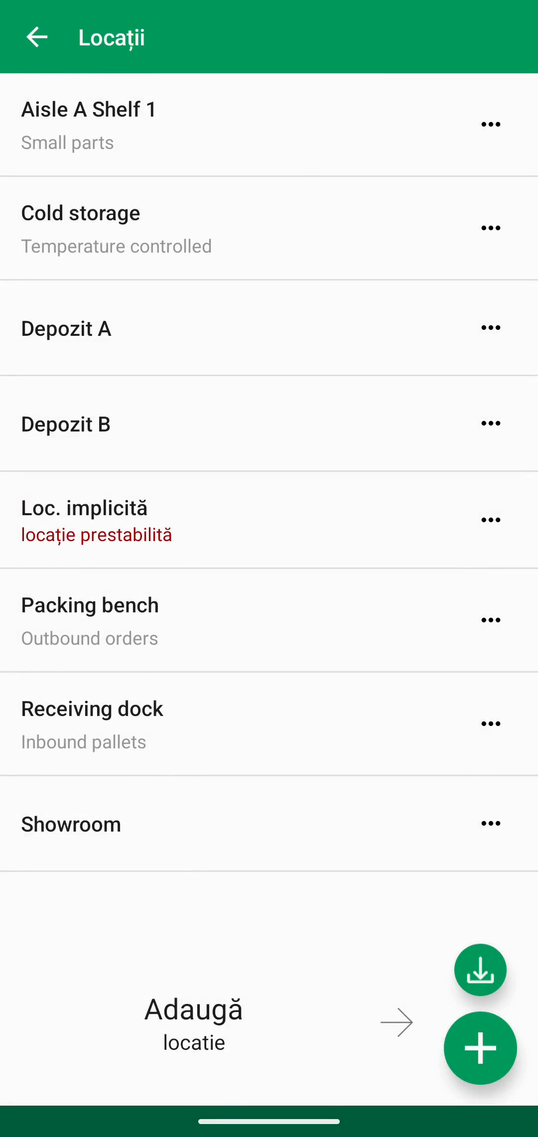 Lista Locations după adăugarea locațiilor importate