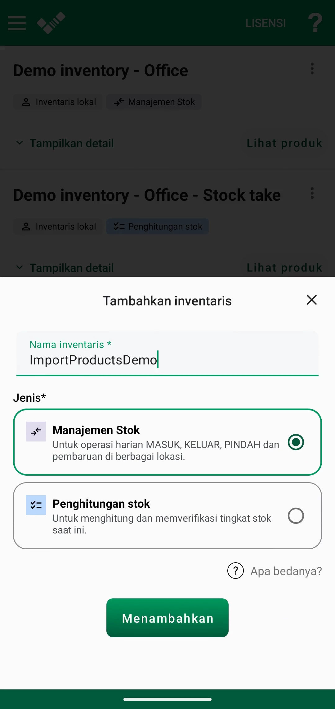 Inventaris kosong dengan opsi impor daftar produk Excel