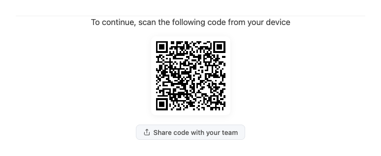 Web import page showing a QR code after the file is uploaded
