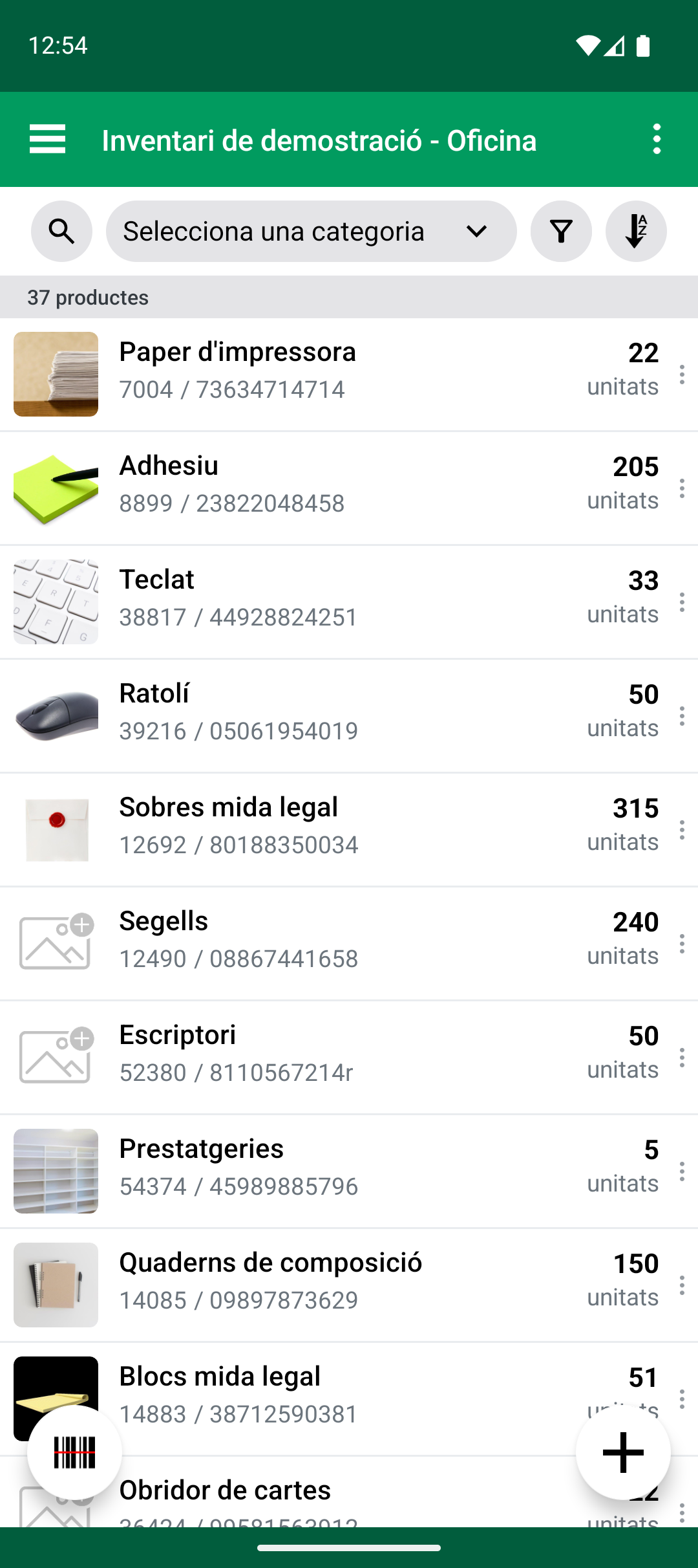 Llista de productes després que Import & Update Products acabi