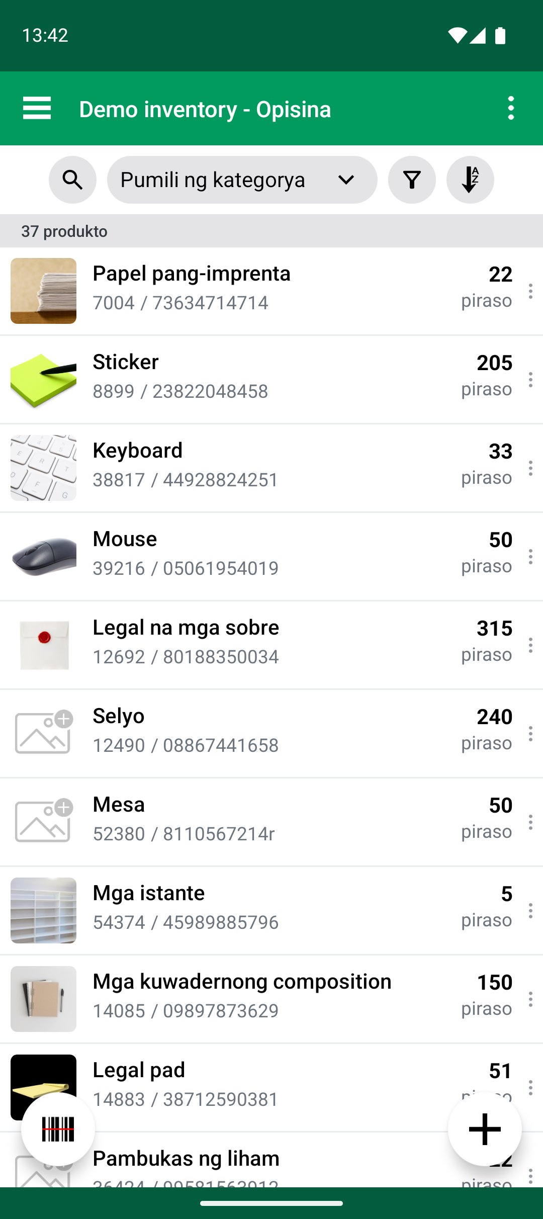 Product list pagkatapos matapos ang Import & Update Products