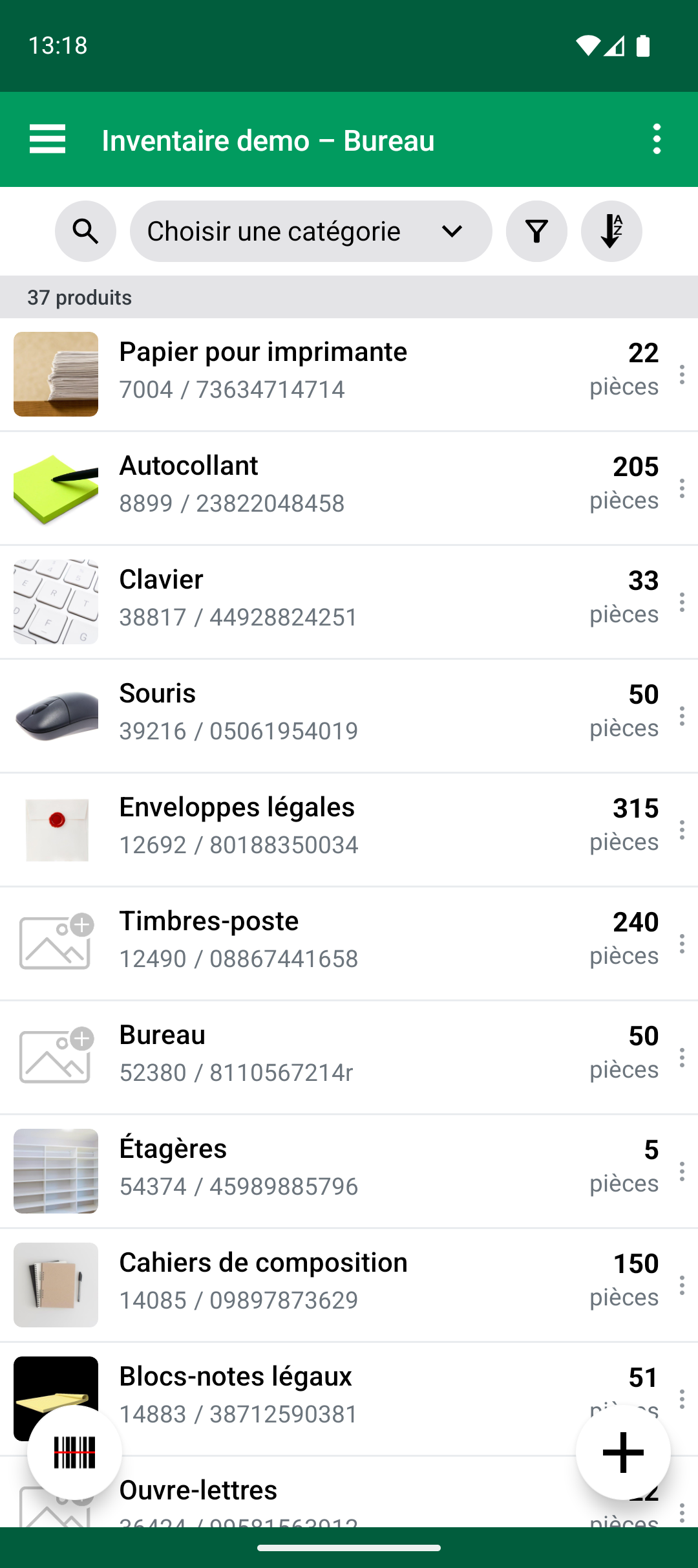Liste de produits après la fin d’Import & Update Products