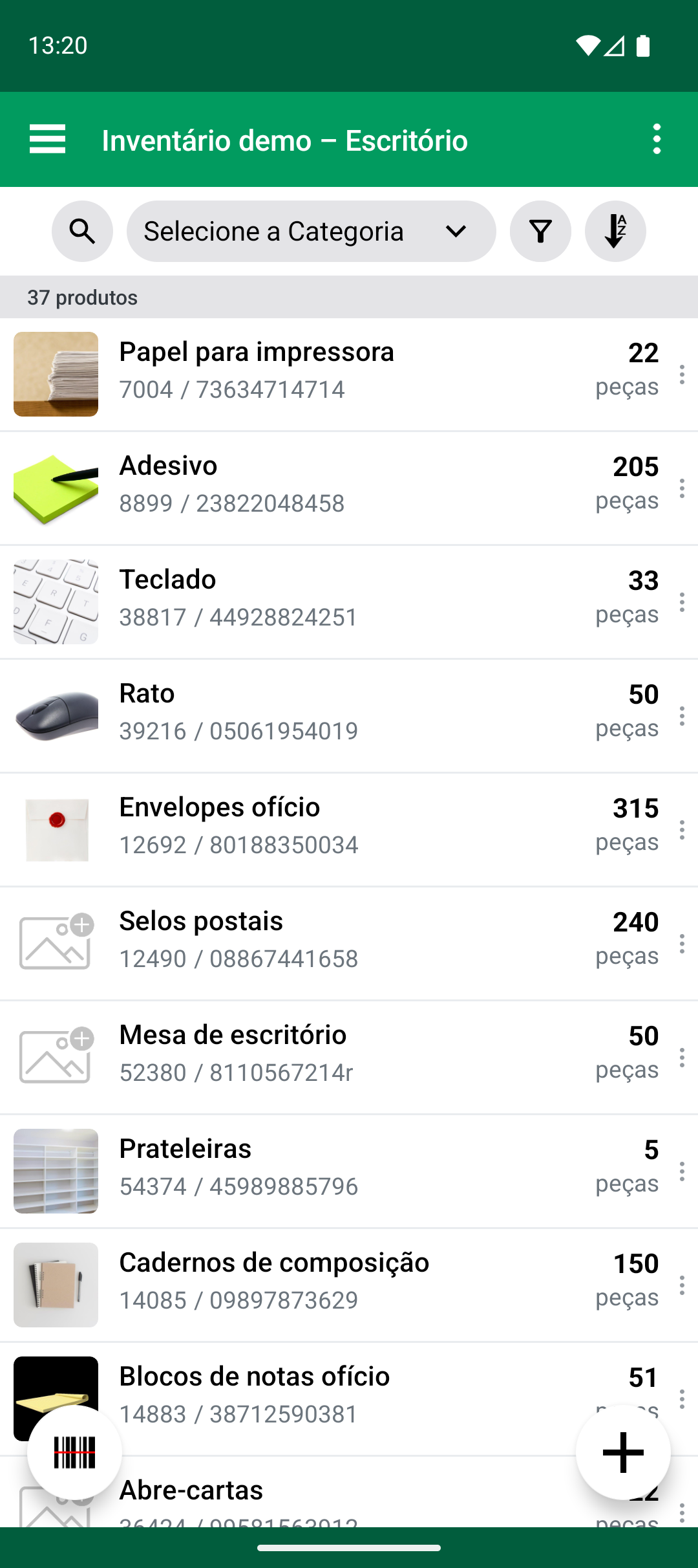 Lista de produtos depois de Import & Update Products terminar