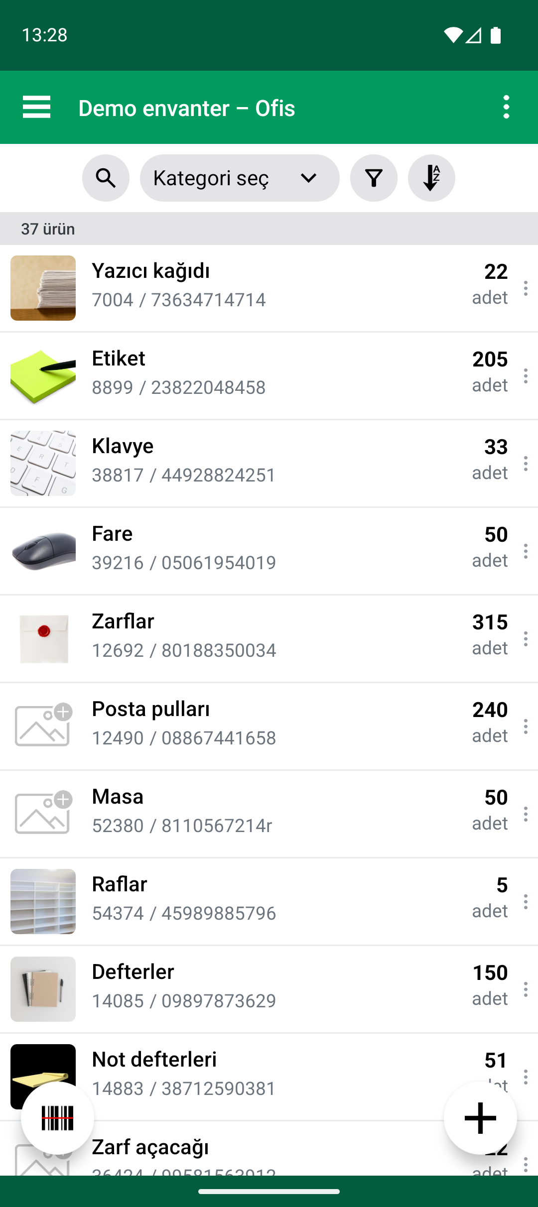 Import & Update Products tamamlandıktan sonra ürün listesi