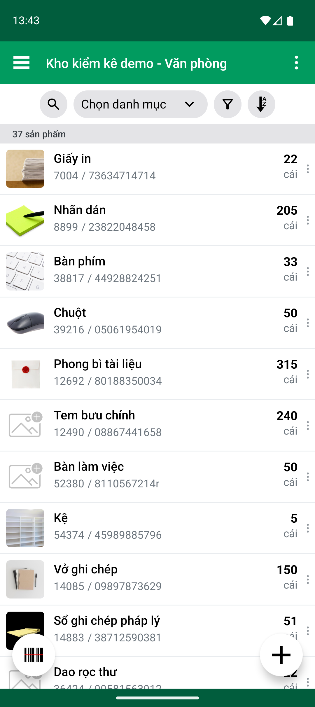 Danh sách sản phẩm sau khi Import & Update Products hoàn tất