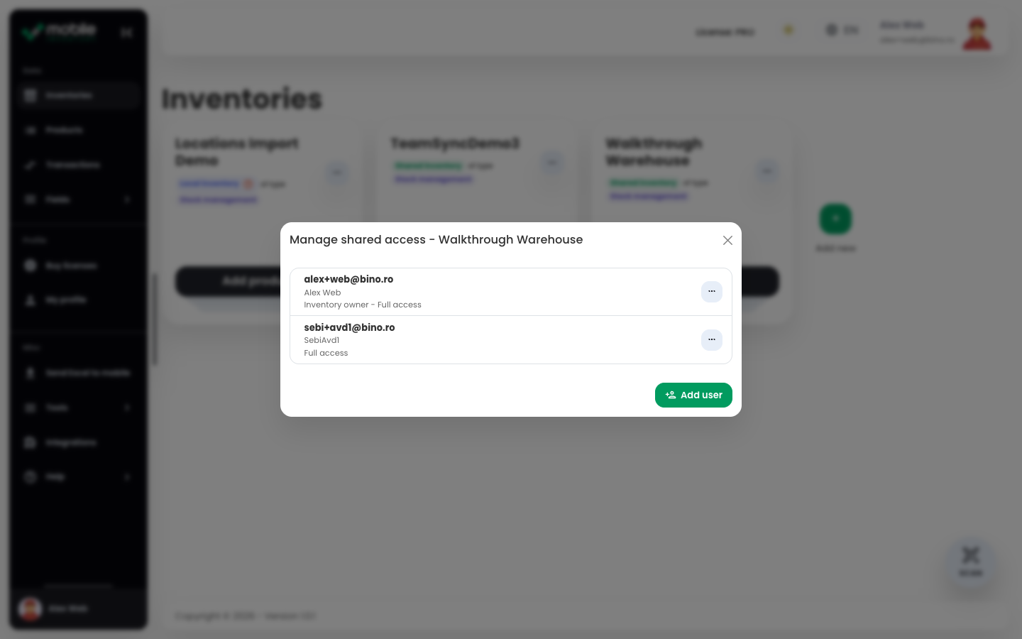 Web manage shared access modal with user summaries
