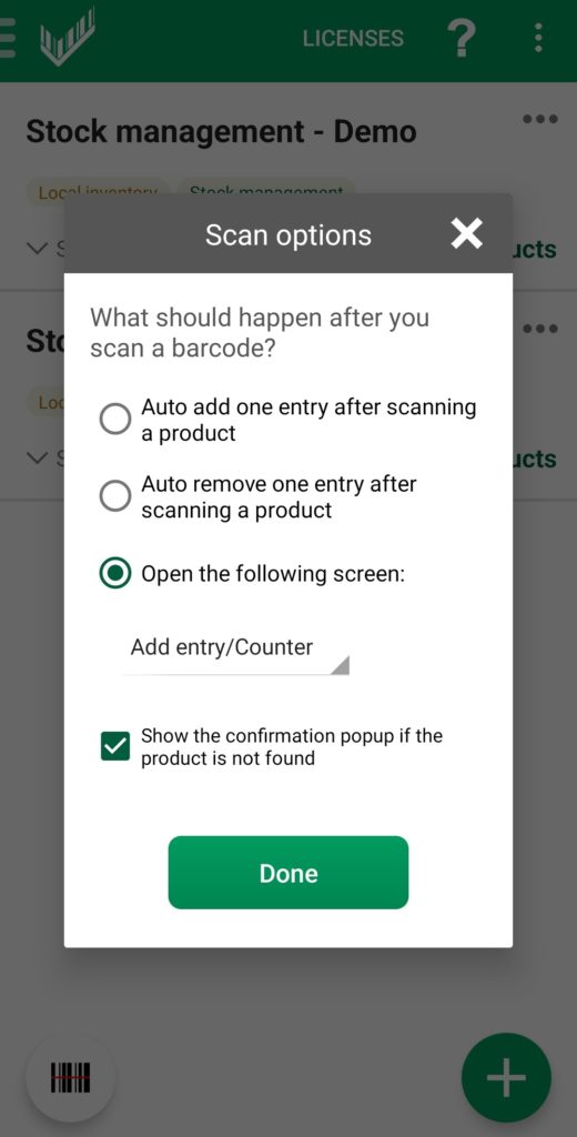 Quick scan actions