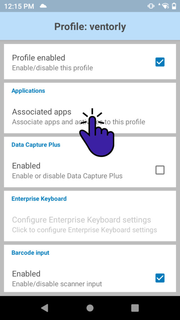 Associated applications configuration