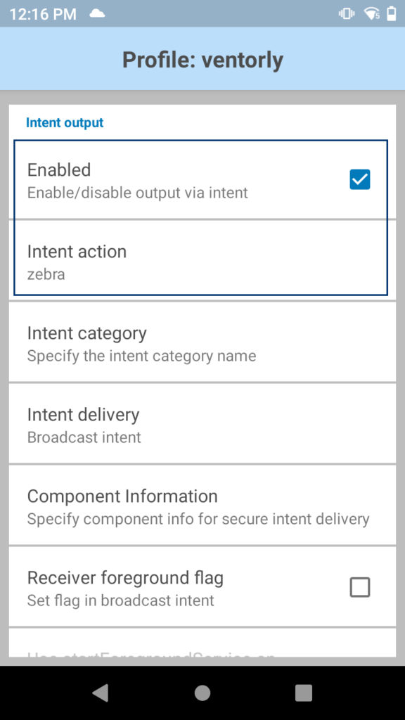 Intent output configuration